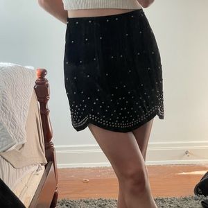 Real Suede studded skirt